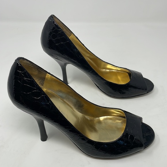 Enzo Angiolini Maylie Croc Embossed Patent Leather Peep Toe Stilettos🖤 - Picture 6 of 15